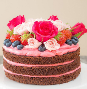 Chocolate Layered with pink whipped Cream